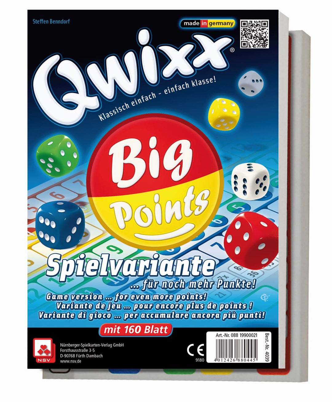 Qwixx Big Points - Zusatzblöcke 2x80 Blatt (DE/EN/FR/IT)