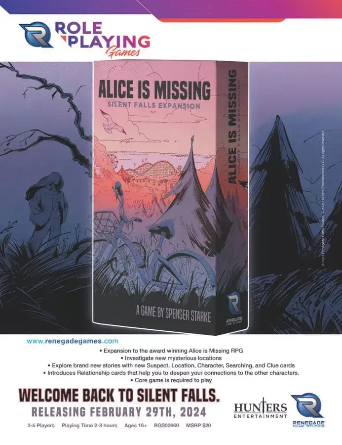 Alice is Missing RPG: Silent Falls (EN) - Renegade Game Studios - Roleplaying Games