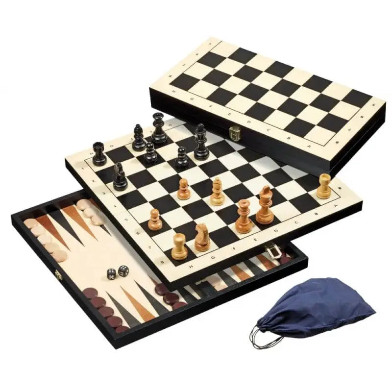 Chess-Backgammon-Draughts Set - Square size 44 mm - Philos - Board Games