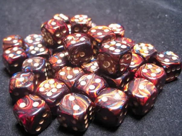 Chessex: Scarab - Blue Gold/Gold - 12mm d6 - Dice Block (36) - Chessex - Accessories