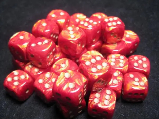 Chessex: Scarab - Scarlet/Gold - 12mm d6 - Dice Block (36) - Chessex - Accessories