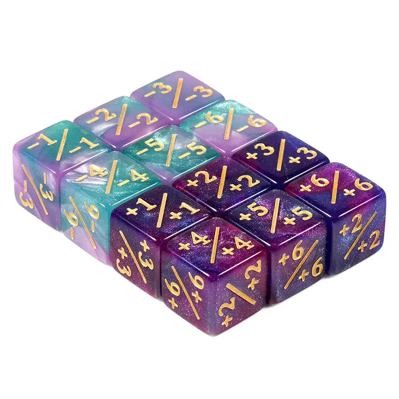 Dice Counters: Positive / Negative - Cyan/Purple - Dice Habit - Accessories