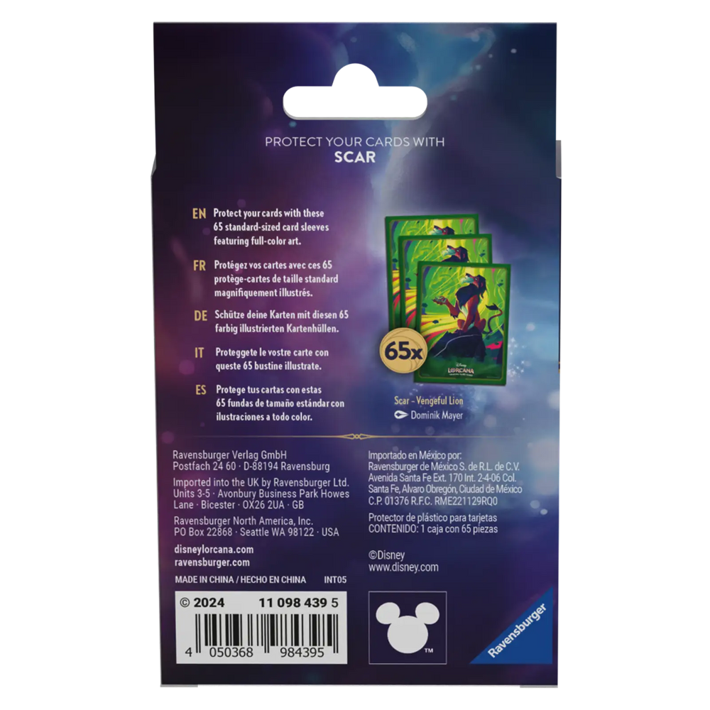 Disney Lorcana: Azurite Sea - Card Sleeves - Scar (65) - Ravensburger - Accessories