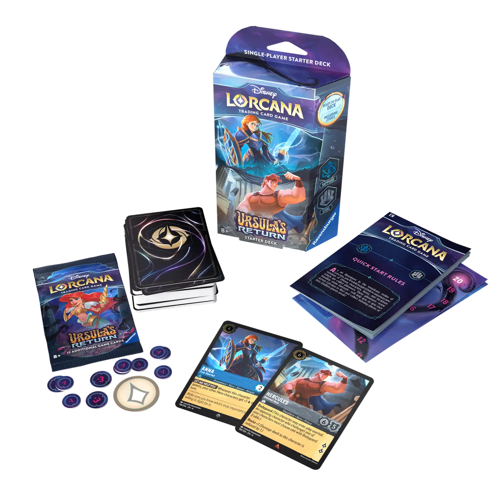 Disney Lorcana: Ursula’s Return - Sapphire/Steel - Starter Deck (EN) - Ravensburger - Card Games