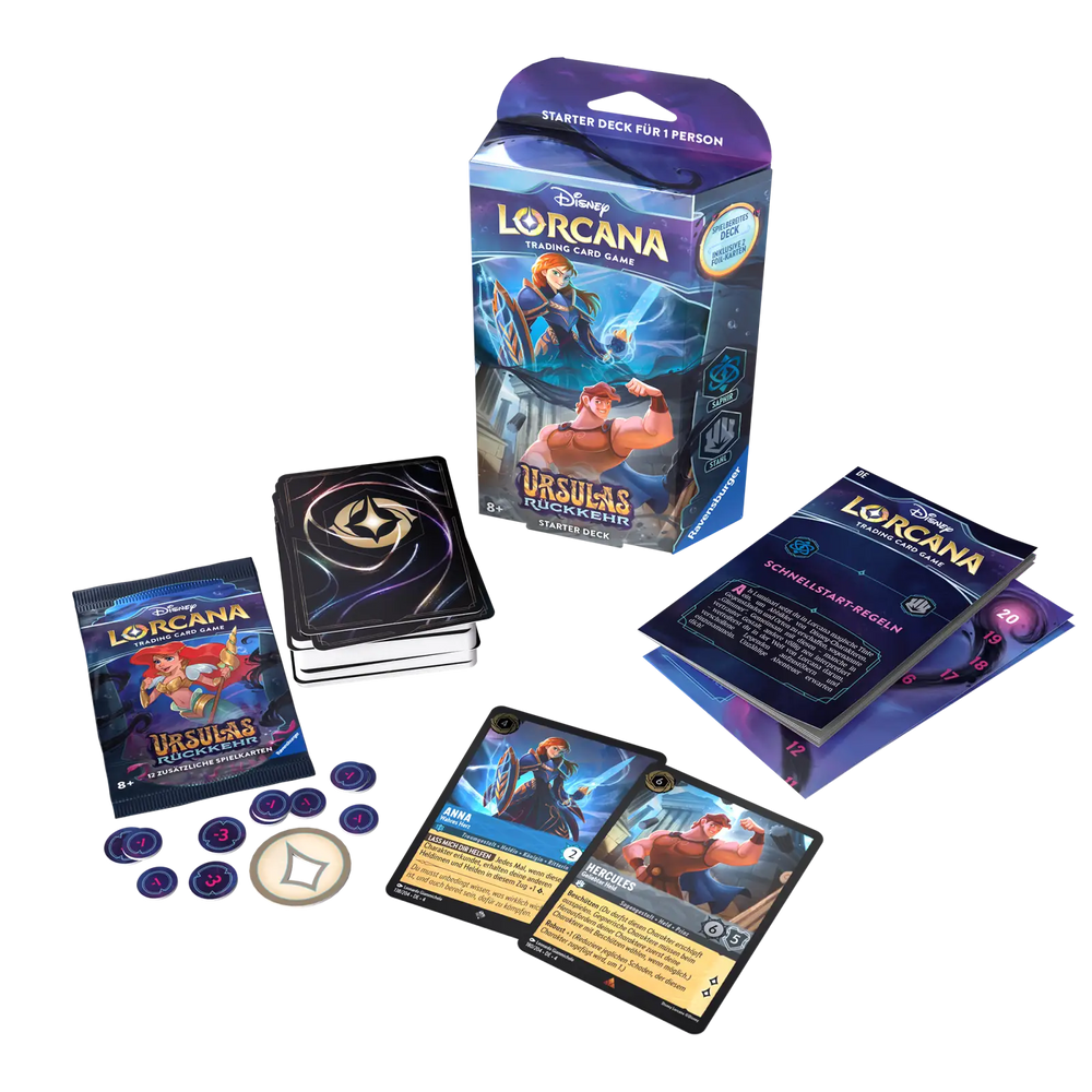 Disney Lorcana: Ursula’s Rückkehr - Saphir/Stahl - Starter Deck (DE) - Ravensburger - Card Games