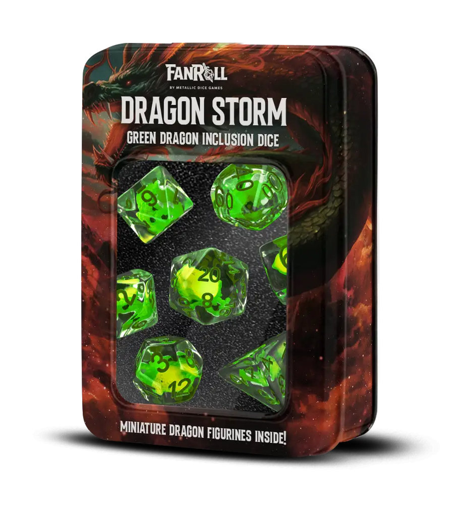 Dragon Storm Inclusion Resin Dice Set: Green Dragon - FanRoll - Accessories