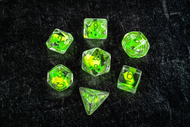 Dragon Storm Inclusion Resin Dice Set: Green Dragon - FanRoll - Accessories