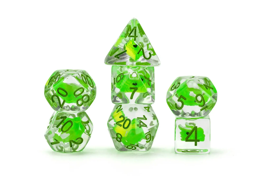 Dragon Storm Inclusion Resin Dice Set: Green Dragon - FanRoll - Accessories