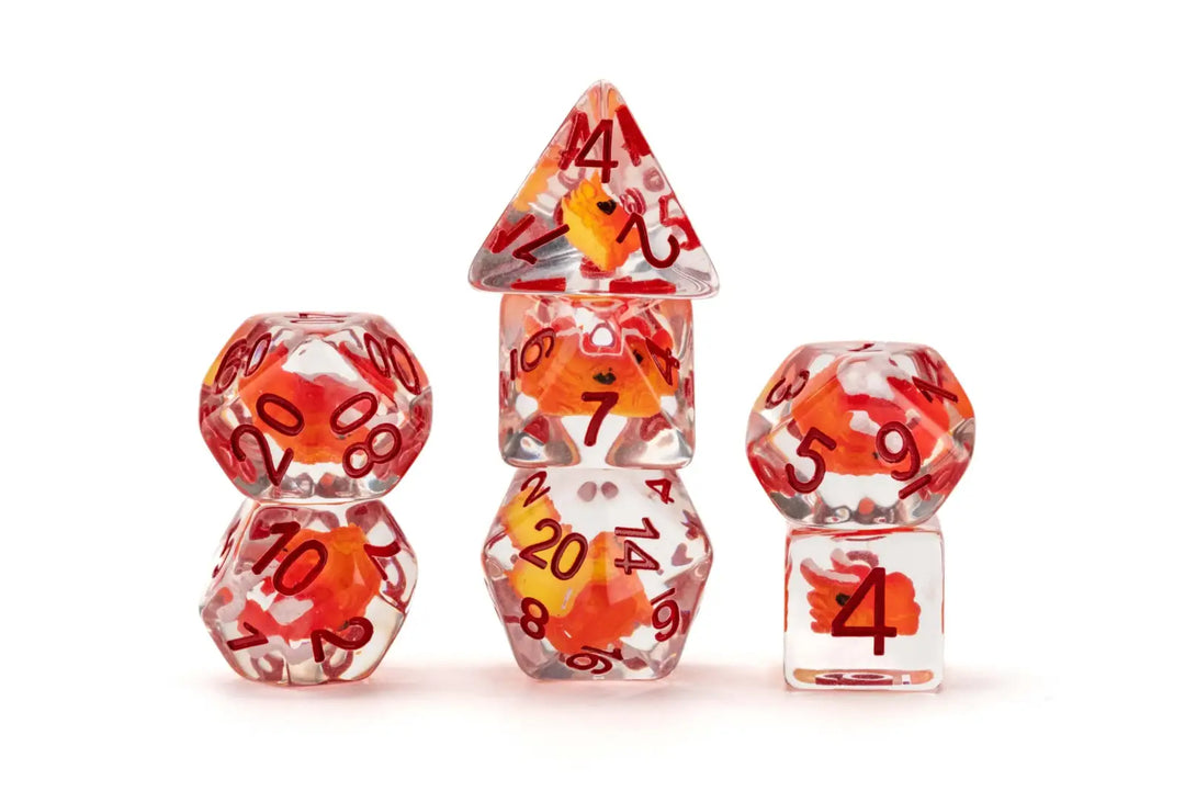 Dragon Storm Inclusion Resin Dice Set: Red Dragon - FanRoll - Accessories