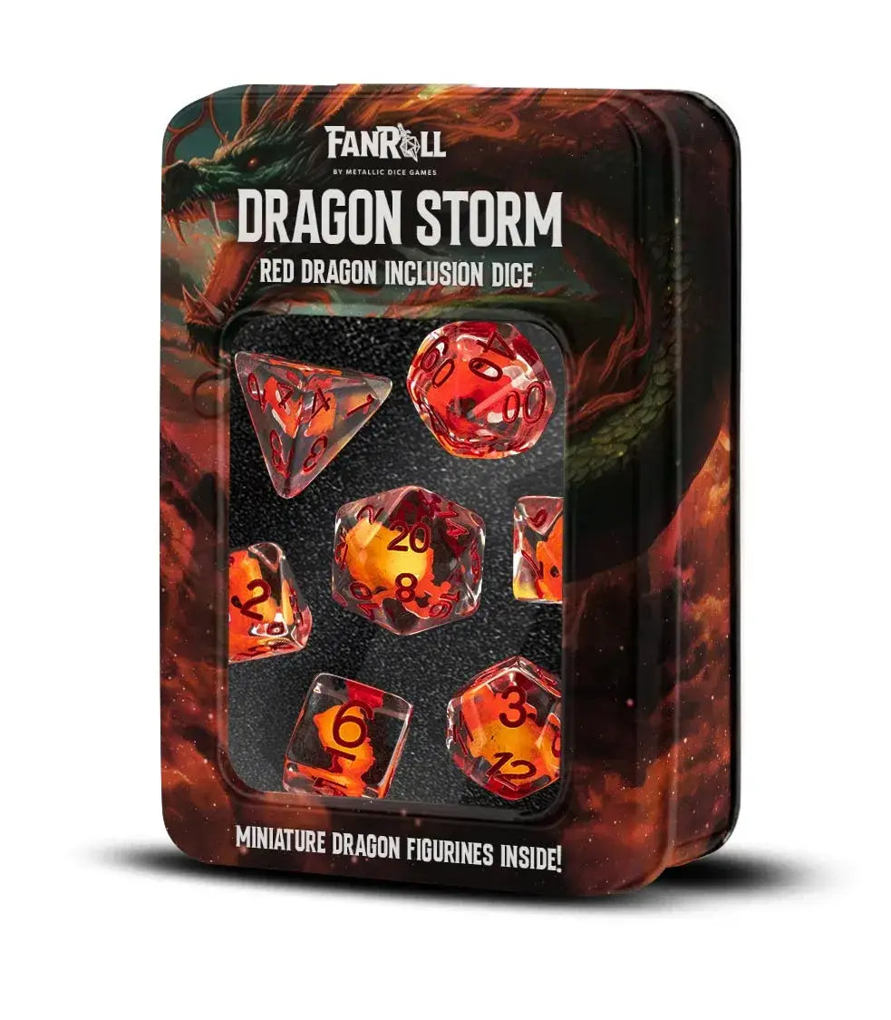 Dragon Storm Inclusion Resin Dice Set: Red Dragon - FanRoll - Accessories