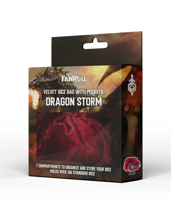 Dragon Storm Velvet Compartment Dice Bag: Red Dragon - FanRoll - Accessories