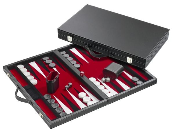 Backgammon rot - medium - Kunstleder