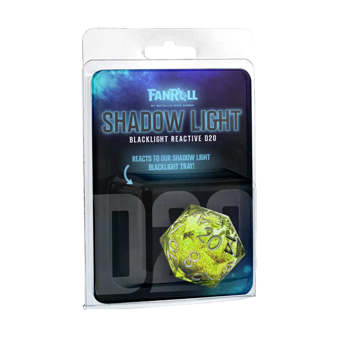 Shadow Light UV Reactive - Individual d20 Elixir - Liquid Core Dice - FanRoll - Accessories