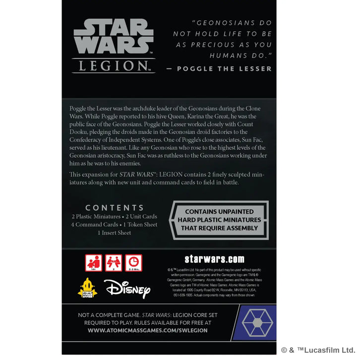 Star Wars: Legion - Sun Fac and Poggle the Lesser - Operative & Commander (EN) - Atomic Mass Games - Miniature Games