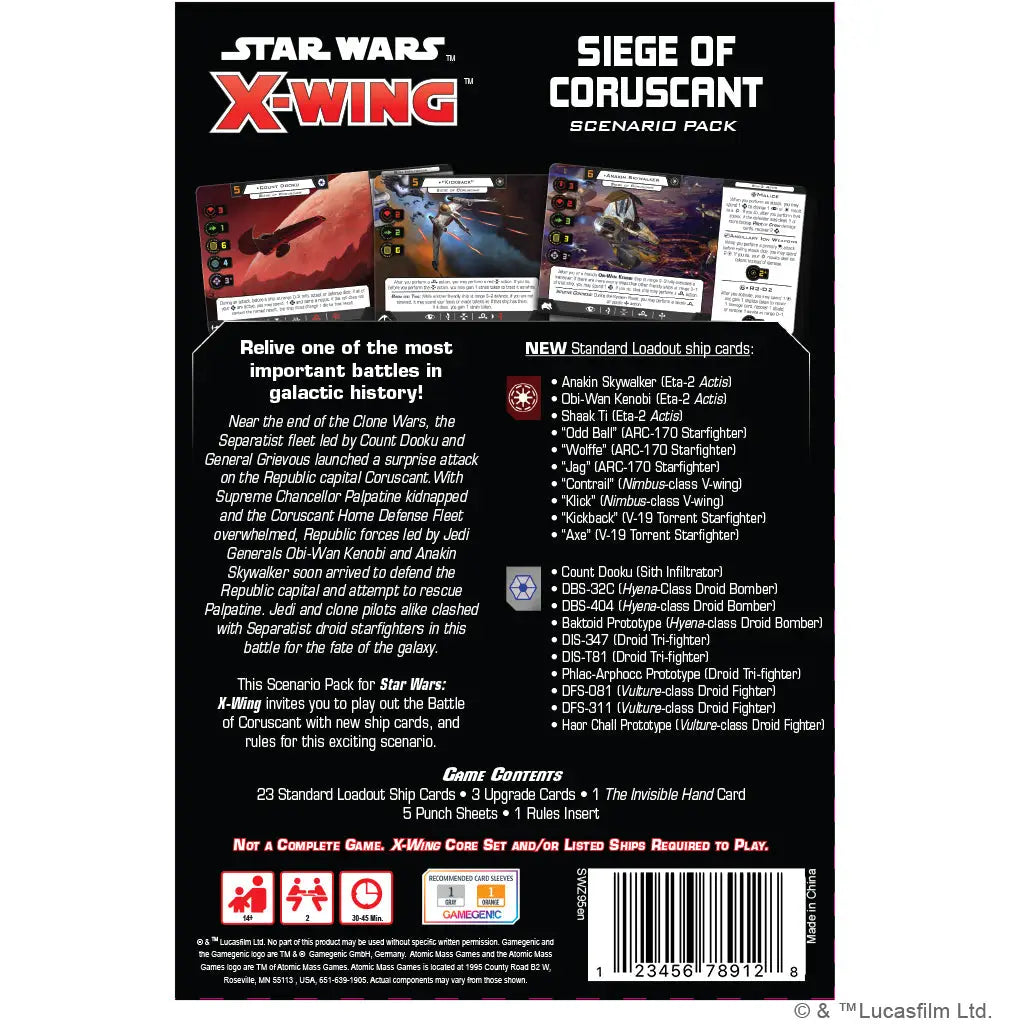 Star Wars X-Wing: Second Edition - Siege of Coruscant (EN) - Atomic Mass Games - Miniature Games