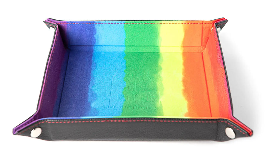 Velvet Dice Tray with Leather Backing: Watercolor Rainbow - FanRoll - Accessories