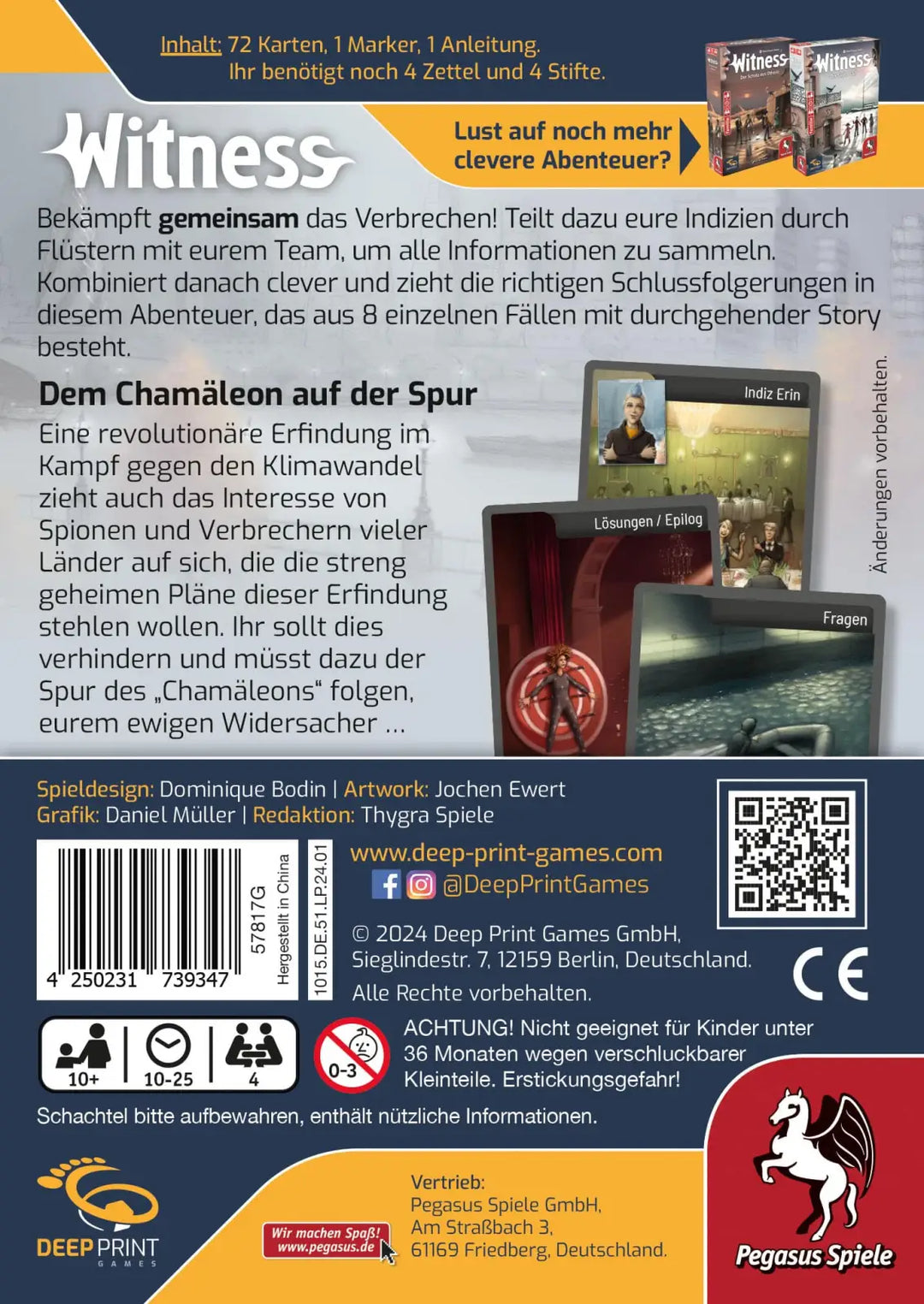 Witness: Dem Chamäleon auf der Spur (DE) - Deep Print Games - Board Games